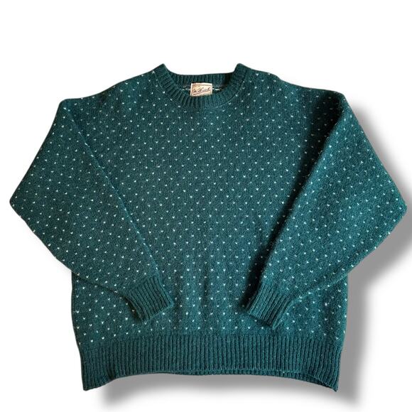 Vintage 80s 90s Woolrich Wool Sweater Birdseye Hand Framed Green Fisherman XL - Picture 1 of 8